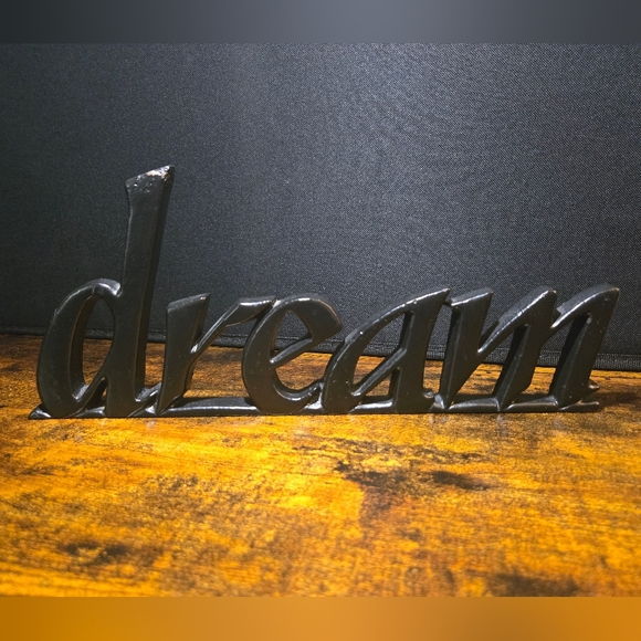 Cast Iron Dream Word Standing Sign Black Heavy Metal Tabletop Decor - Picture 3 of 9